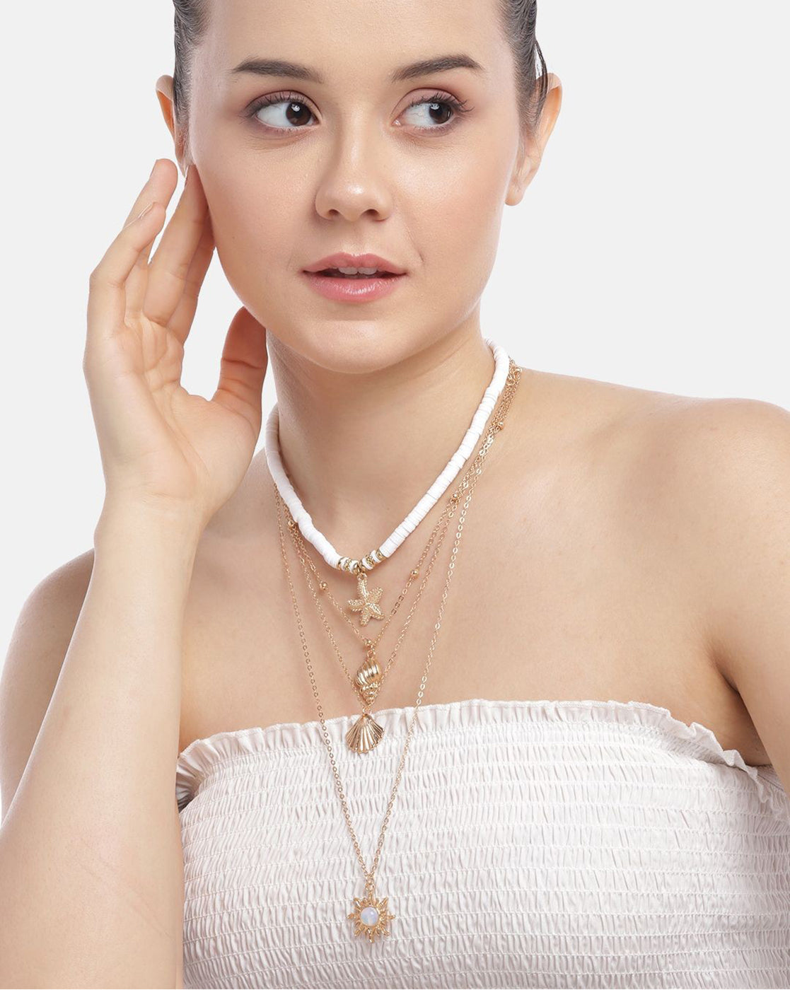 Set of 4 Rose Gold Plated Necklace for women