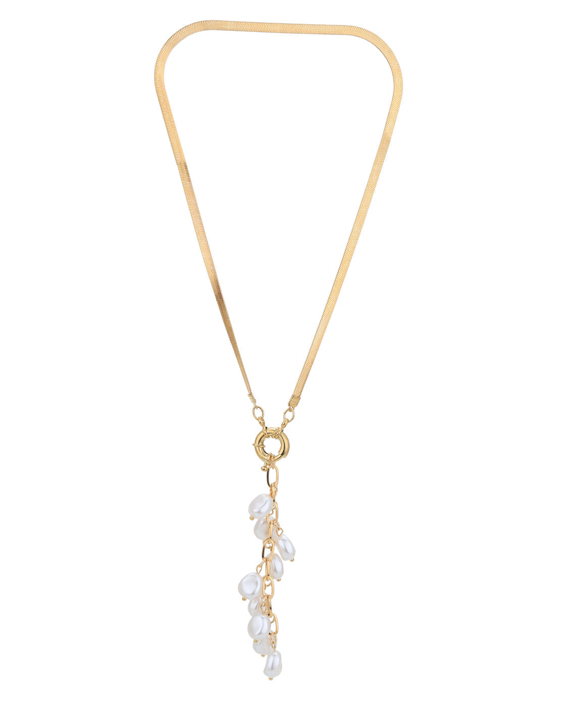 Rose Gold Plated with Pearl Lariat Necklace for women