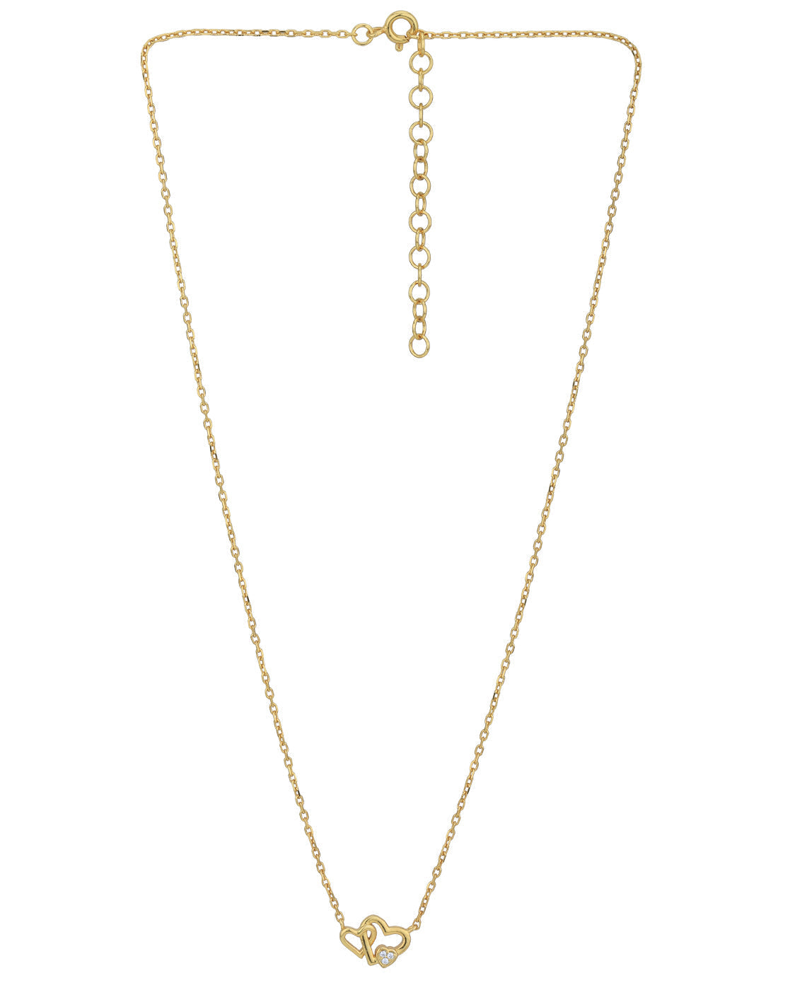 18kt Gold Plated with Double Heart CZ Necklace