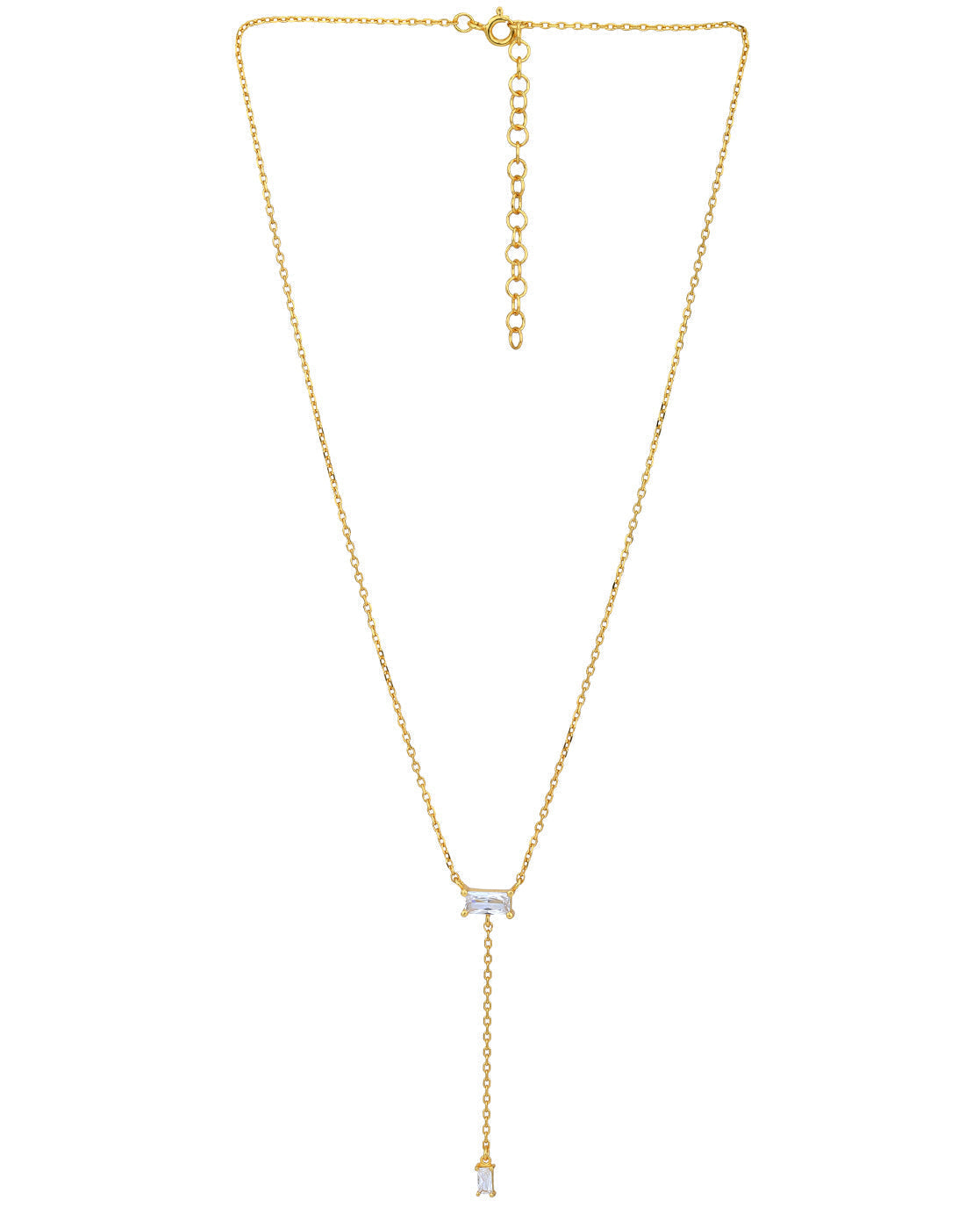 18kt Gold Plated with CZ Lariat Necklace