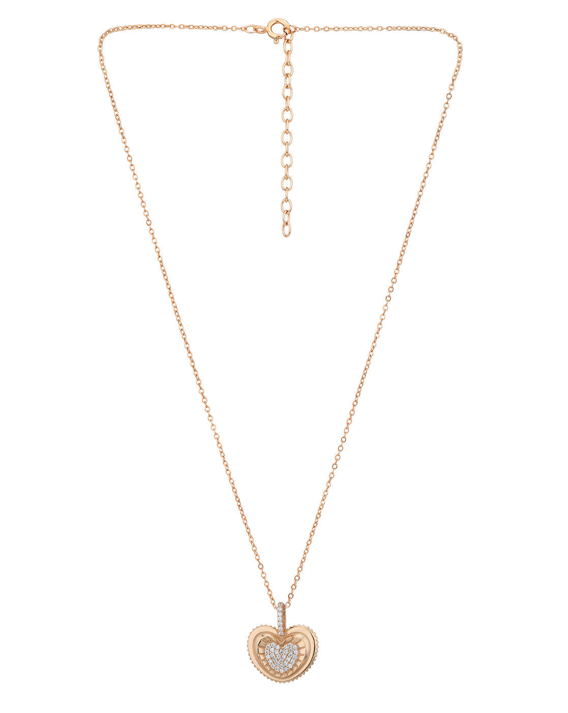 18kt Rose Gold Plated with CZ Heart Pendant with Chain for women