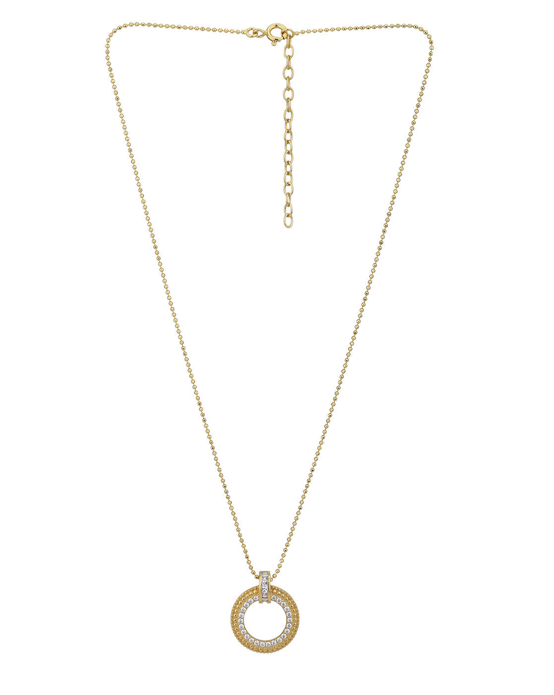 18kt Gold Plated with CZ Circular Pendant with Chain for women
