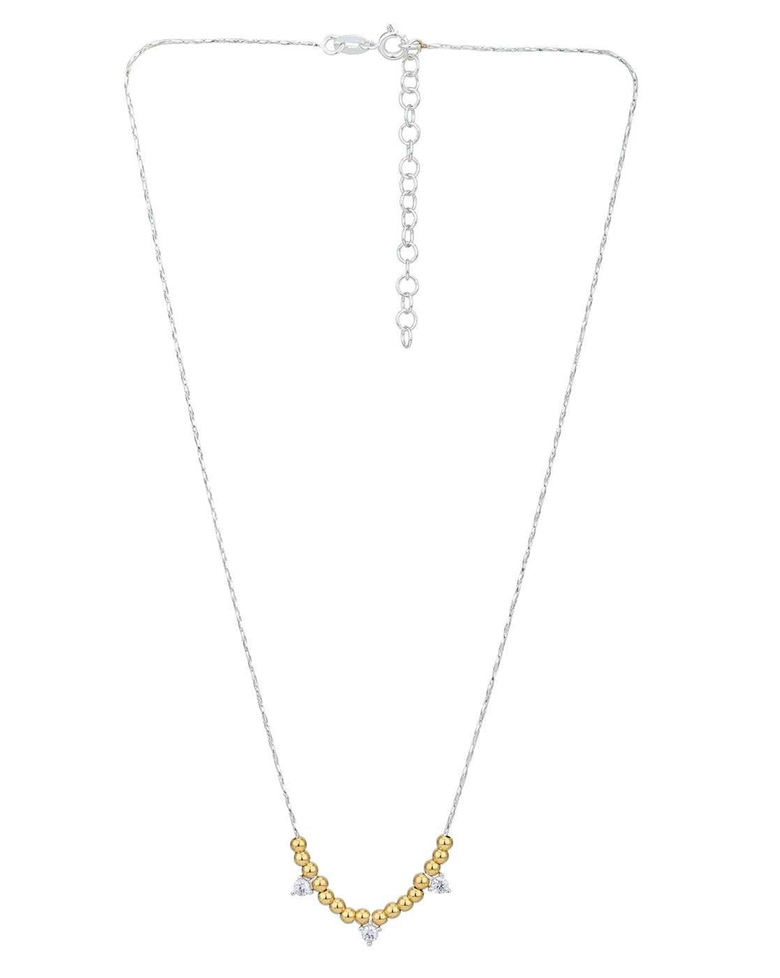 Rhodium and 18kt Gold Plated CZ Heart Necklace