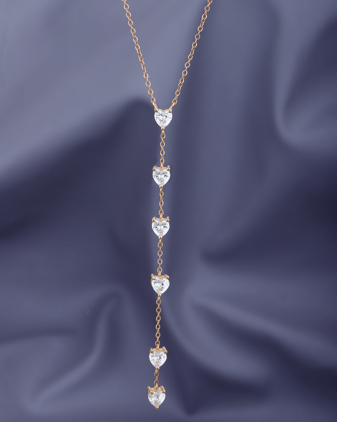 18kt Rose Gold Plated CZ Lariat Necklace