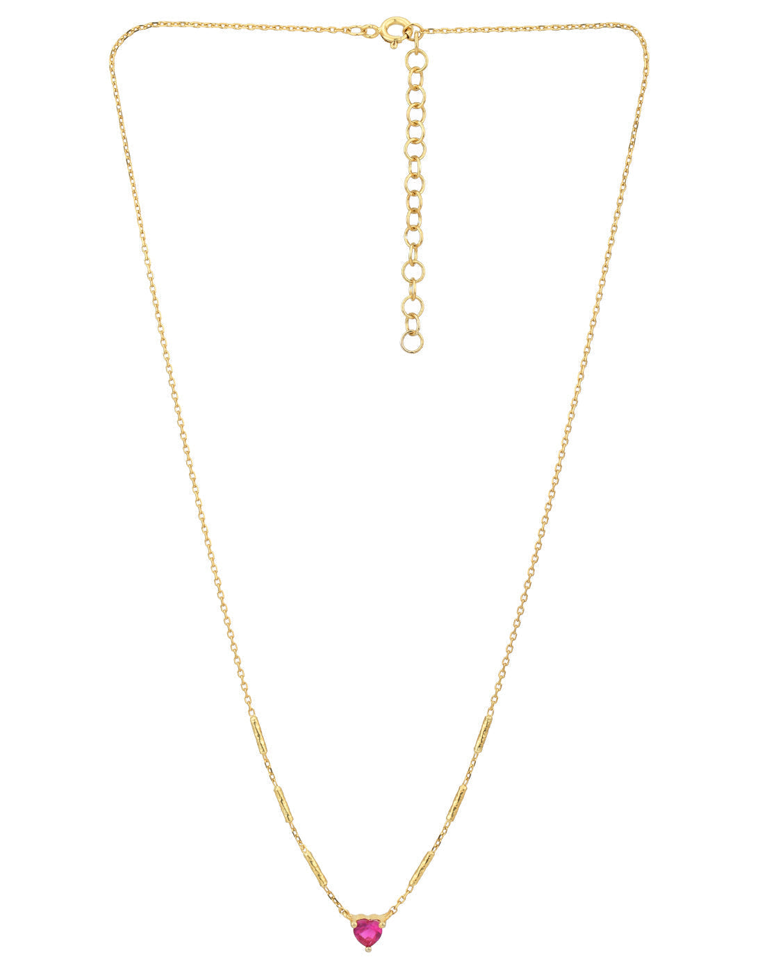 18kt Gold Plated with Red Ruby Heart Necklace