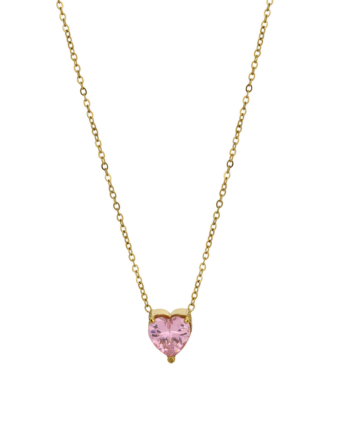 18kt Gold Plated Stainless Steel Heart Solitaire Necklace
