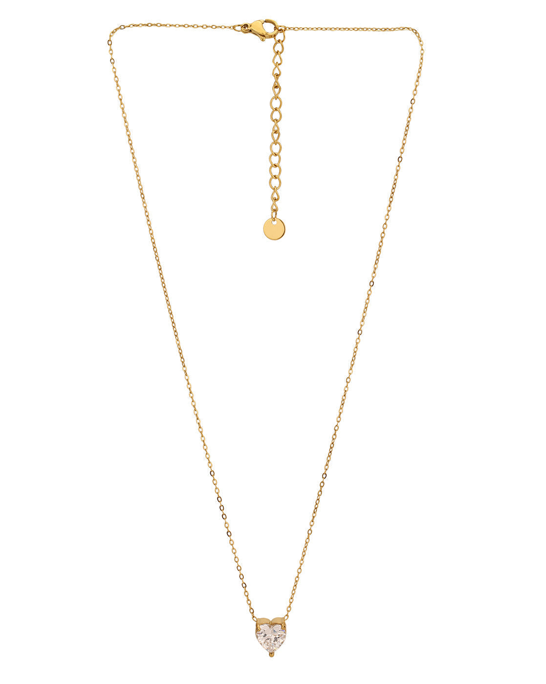 18kt Gold Plated Stainless Steel Dangling Heart Solitaire Necklace
