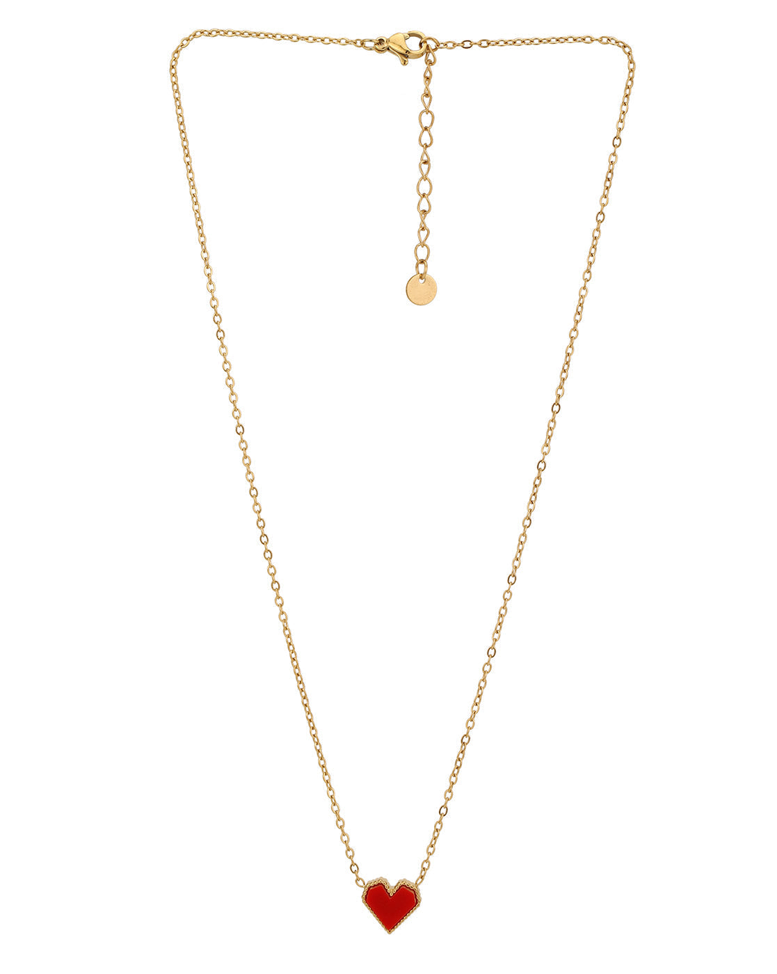 18kt Gold Plated Stainless Steel Red Heart Enamel Necklace