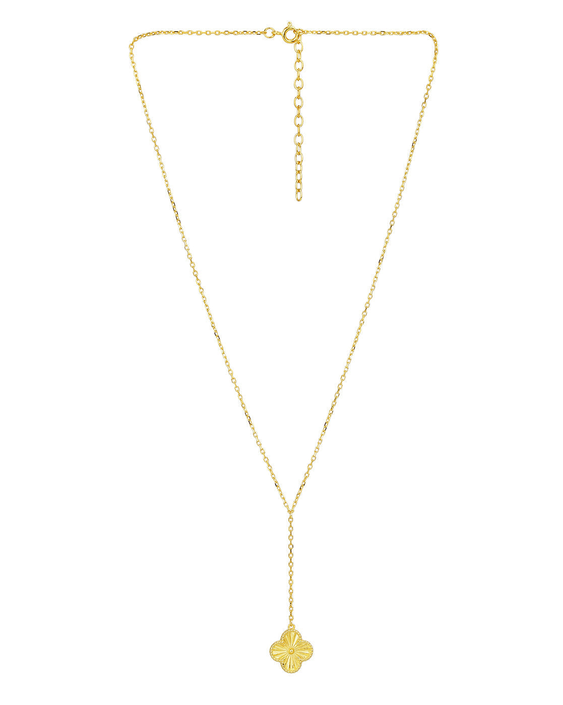 18kt Gold Plated Dangling Floral Lariat Necklace