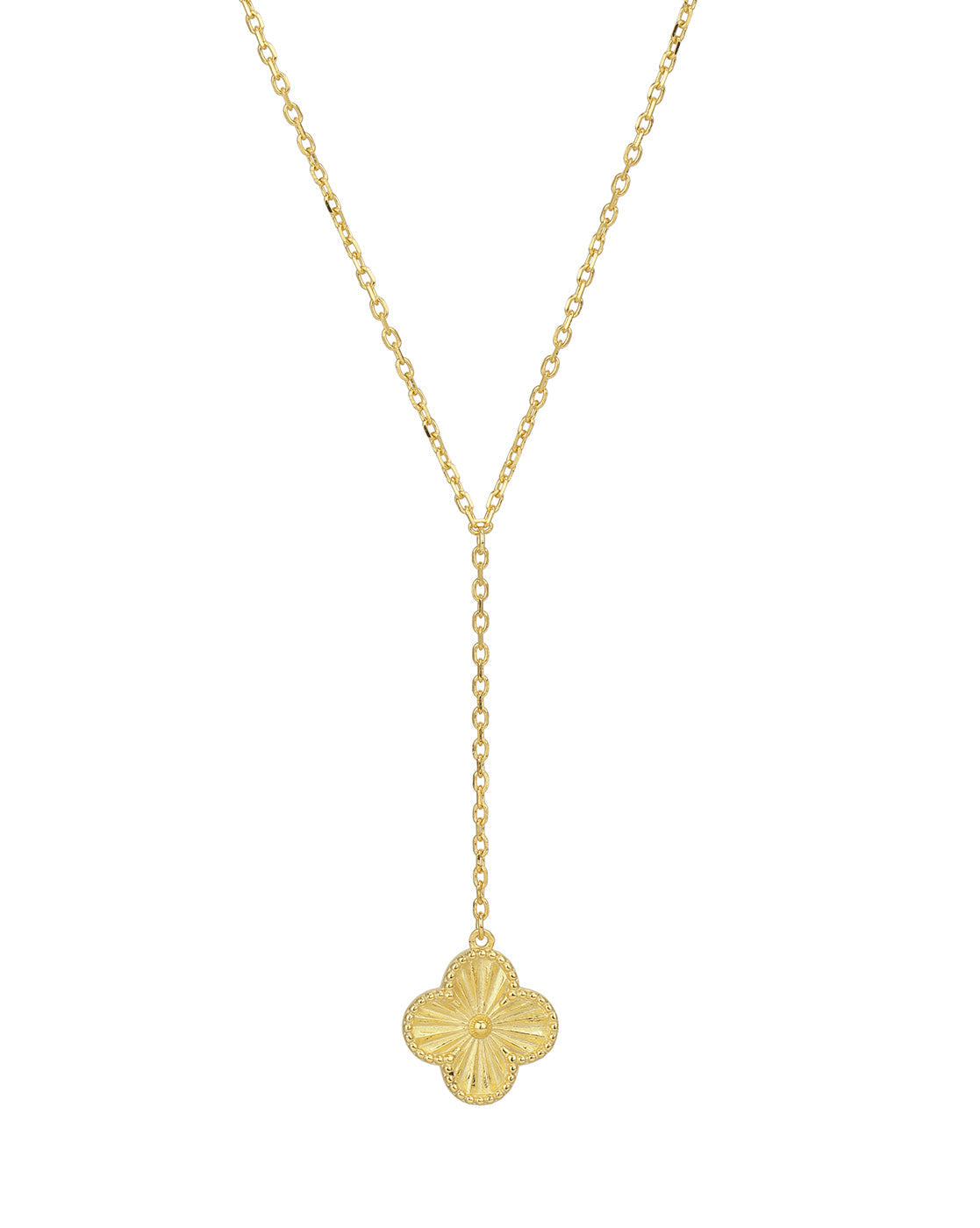 18kt Gold Plated Dangling Floral Lariat Necklace