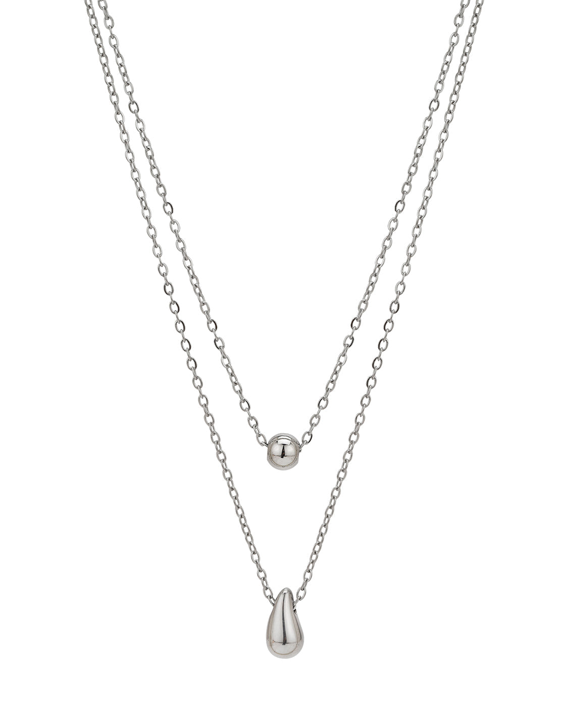 Silver Plated Water Drop Layered Necklace
