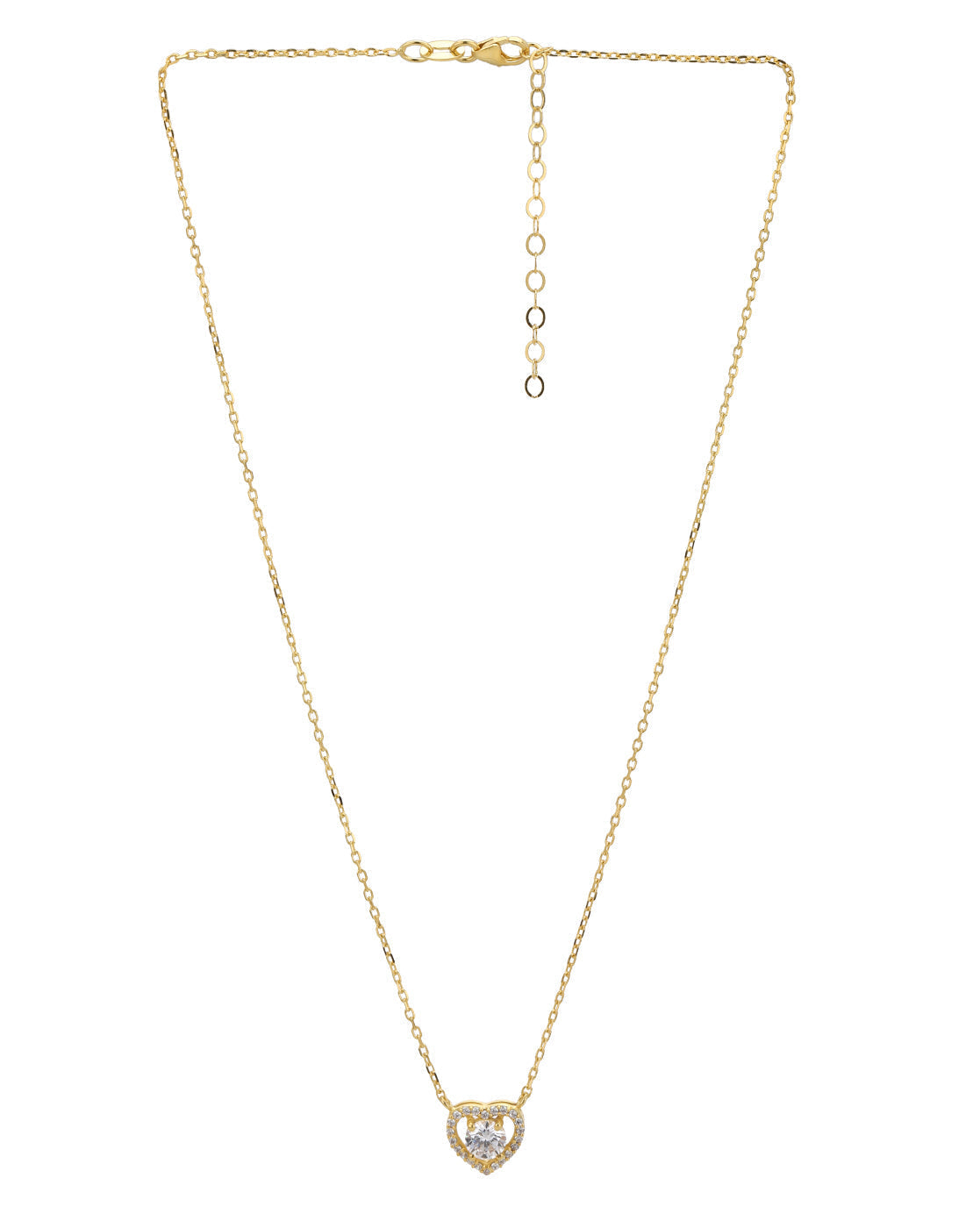 18kt Gold Plated CZ Heart Pendant and Chain Necklace