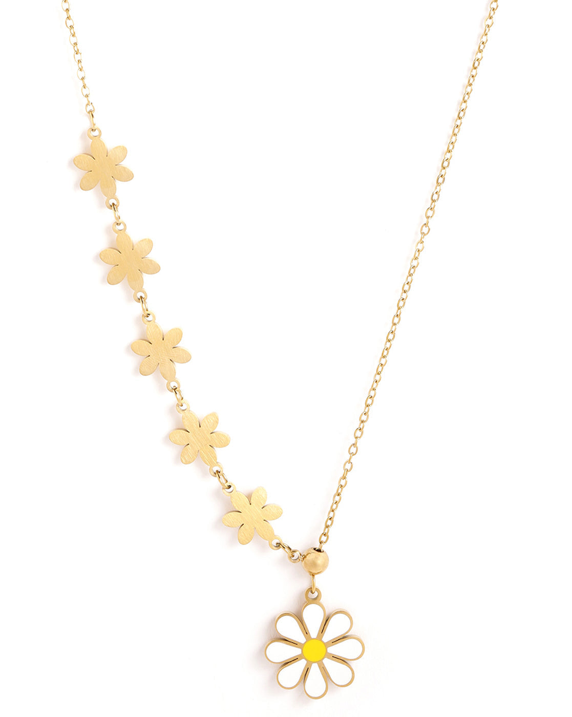 18kt Gold Plated Multiple Floral Enamel Necklace