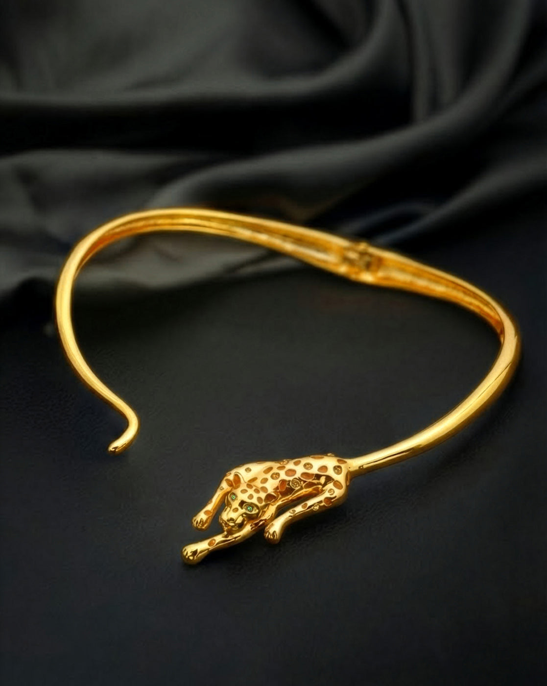 Premium 18kt Gold Plated CZ Panther Choker Necklace