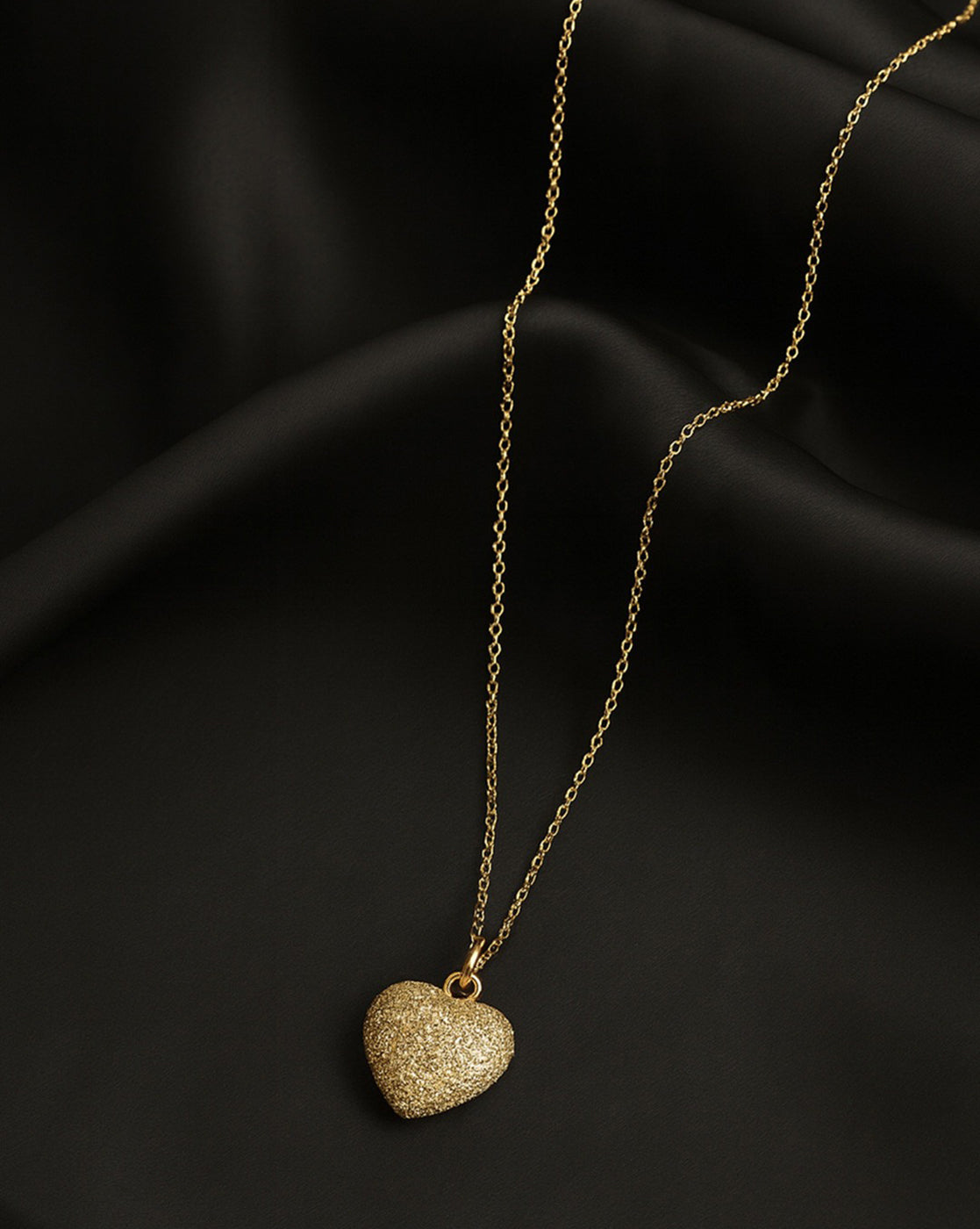 18kt Gold Plated Puffy Heart Pendant and Chain