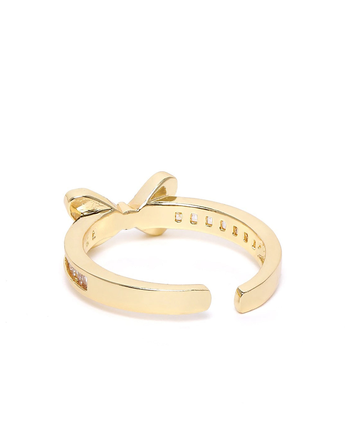 GenZ Gold Plated White Shell Twin Heart Adjustable Ring