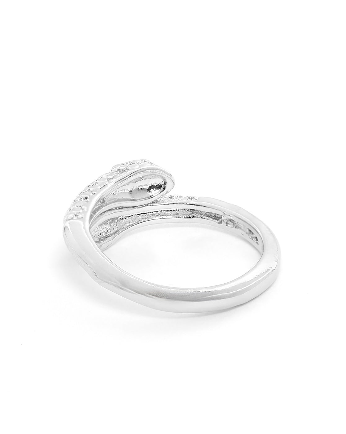 Silver Plated CZ Adjustable Snake Ring