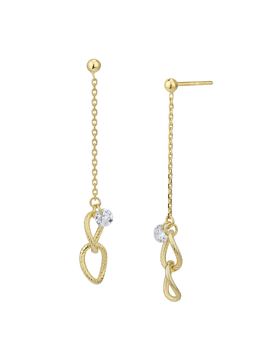 18kt Gold Plated CZ Link Bracelet with Earring and Necklace Set