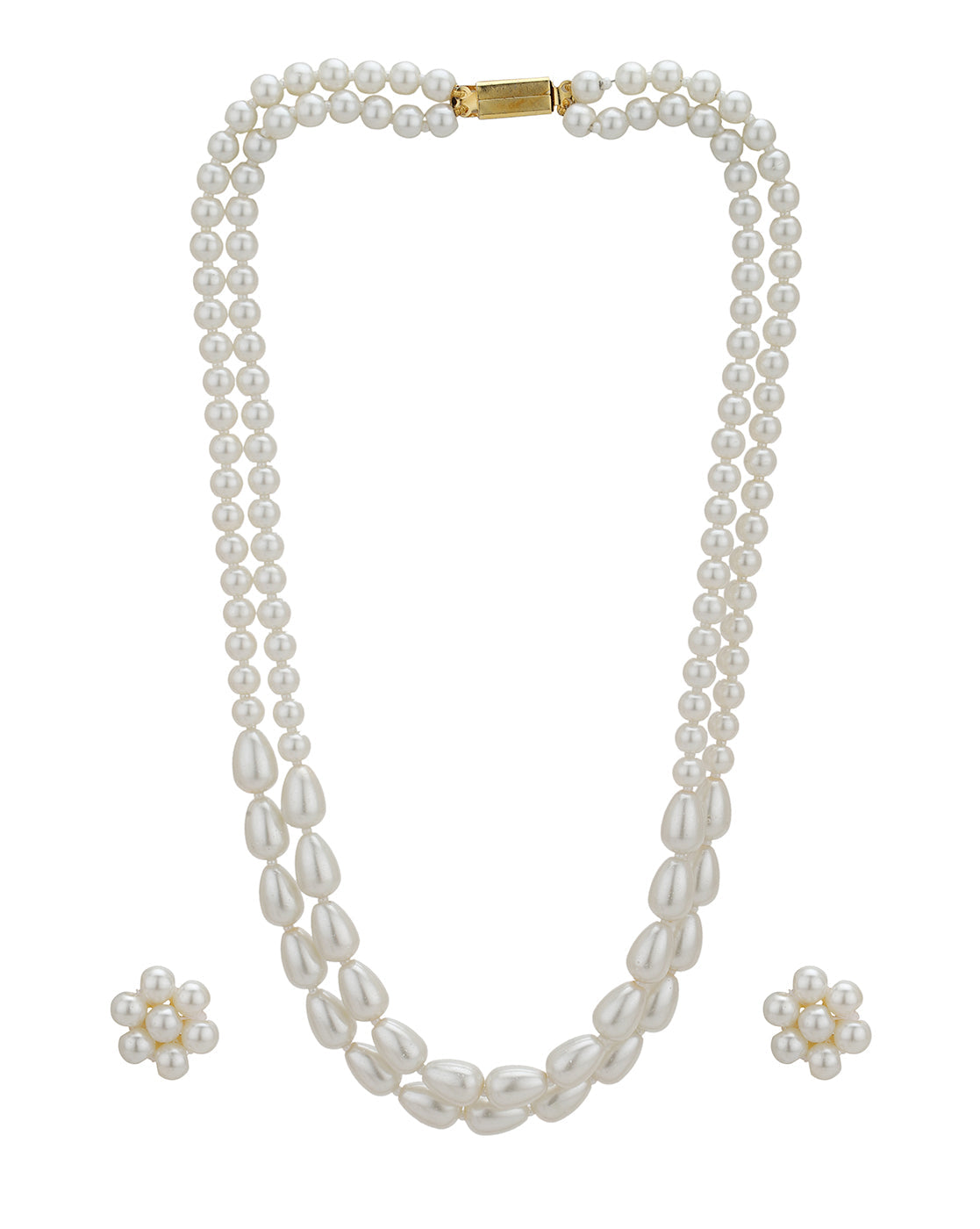 Gold Plated Double Layer Pearl Beaded Jewellery Set