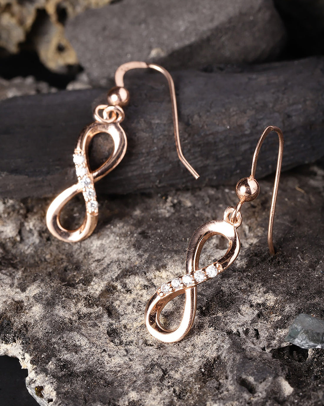 Carlton London 925 Sterling Silver Rose Gold Plated Cz Infinity Drop Earring For Women