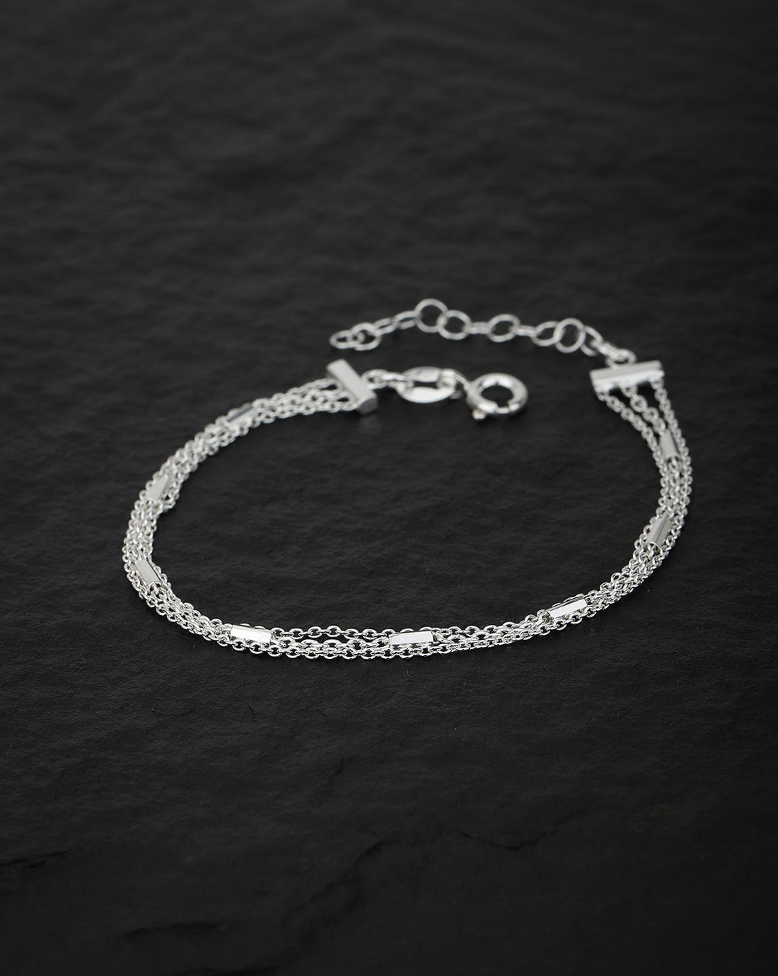 Carlton London 925 Sterling Silver Silver Rhodium Plated Multistranded Bracelet