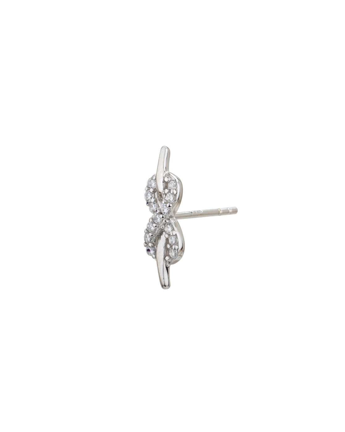 925 Sterling Silver Rhodium Plated with CZ Infinity Stud Earring for women