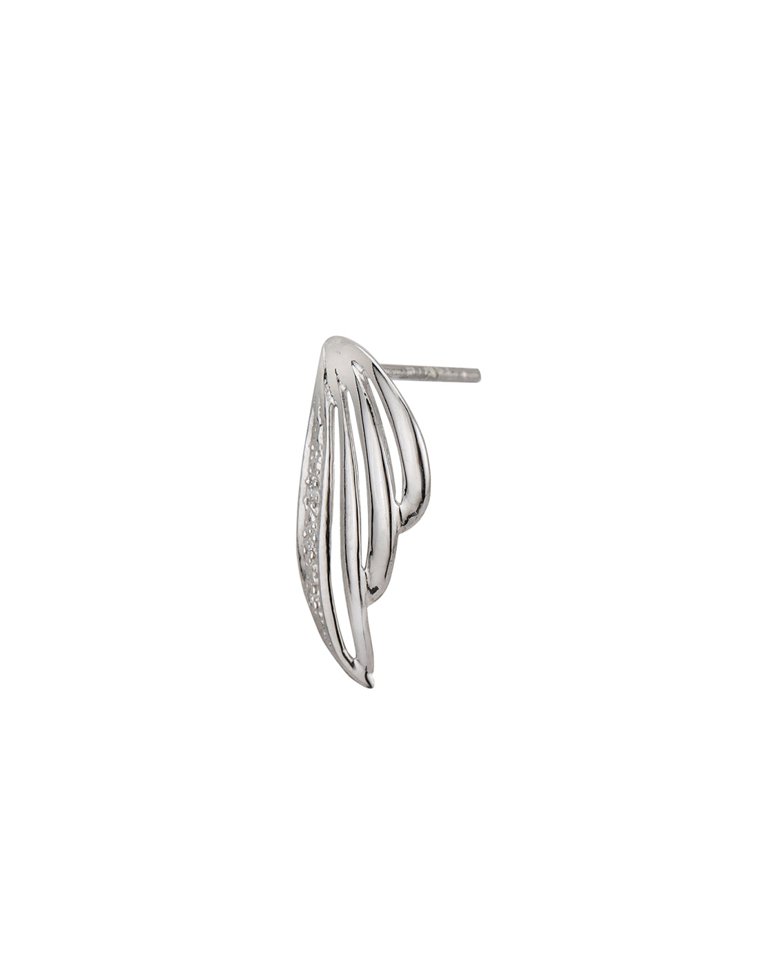 925 Sterling Silver Rhodium Plated CZ Leaf Drop Earring