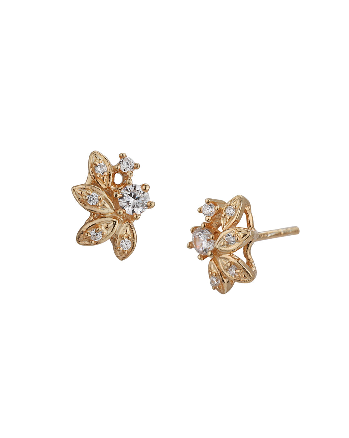 925 Sterling Silver 18kt Rose Gold Plated CZ Floral Petite Stud Earring