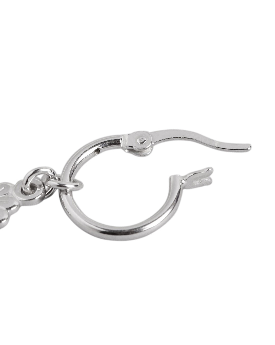 925 Sterling Silver Rhodium Plated Floral Hoop Earring