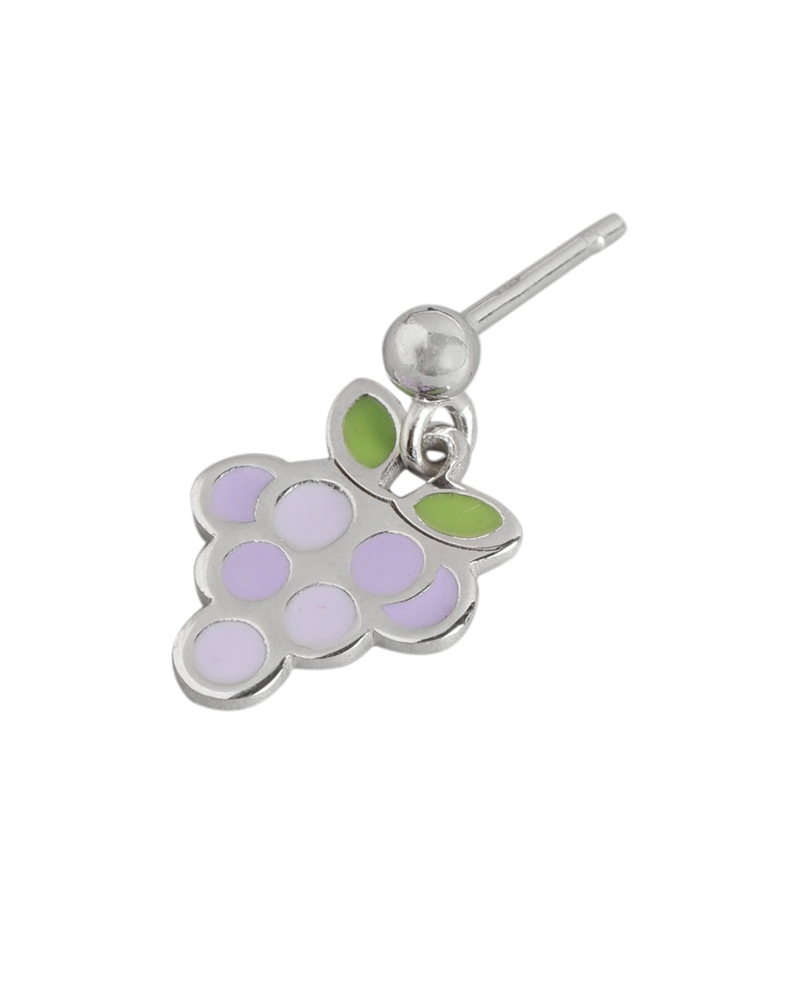 925 Sterling Silver Rhodium Plated with Green & Purple Enamel Grape Drop Earring