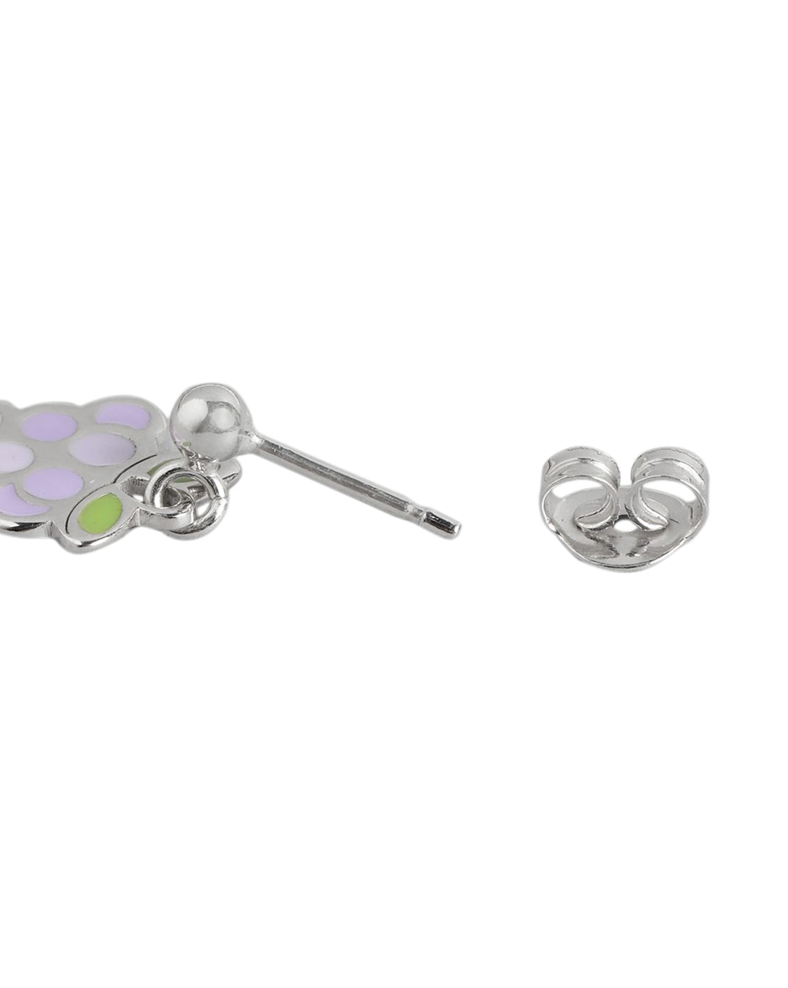 925 Sterling Silver Rhodium Plated with Green & Purple Enamel Grape Drop Earring