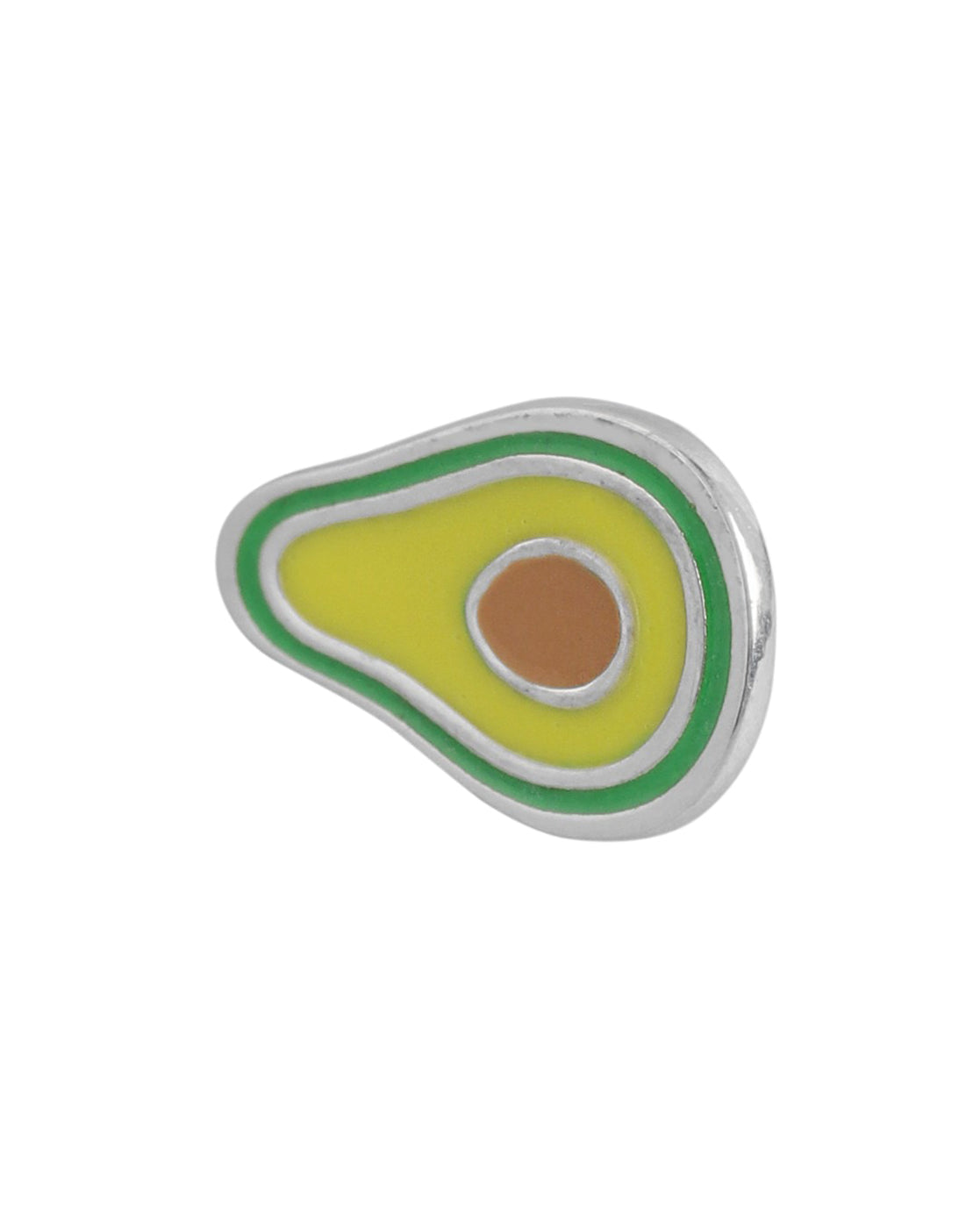 925 Sterling Silver Rhodium Plated with Enamel Avocado Stud Earring