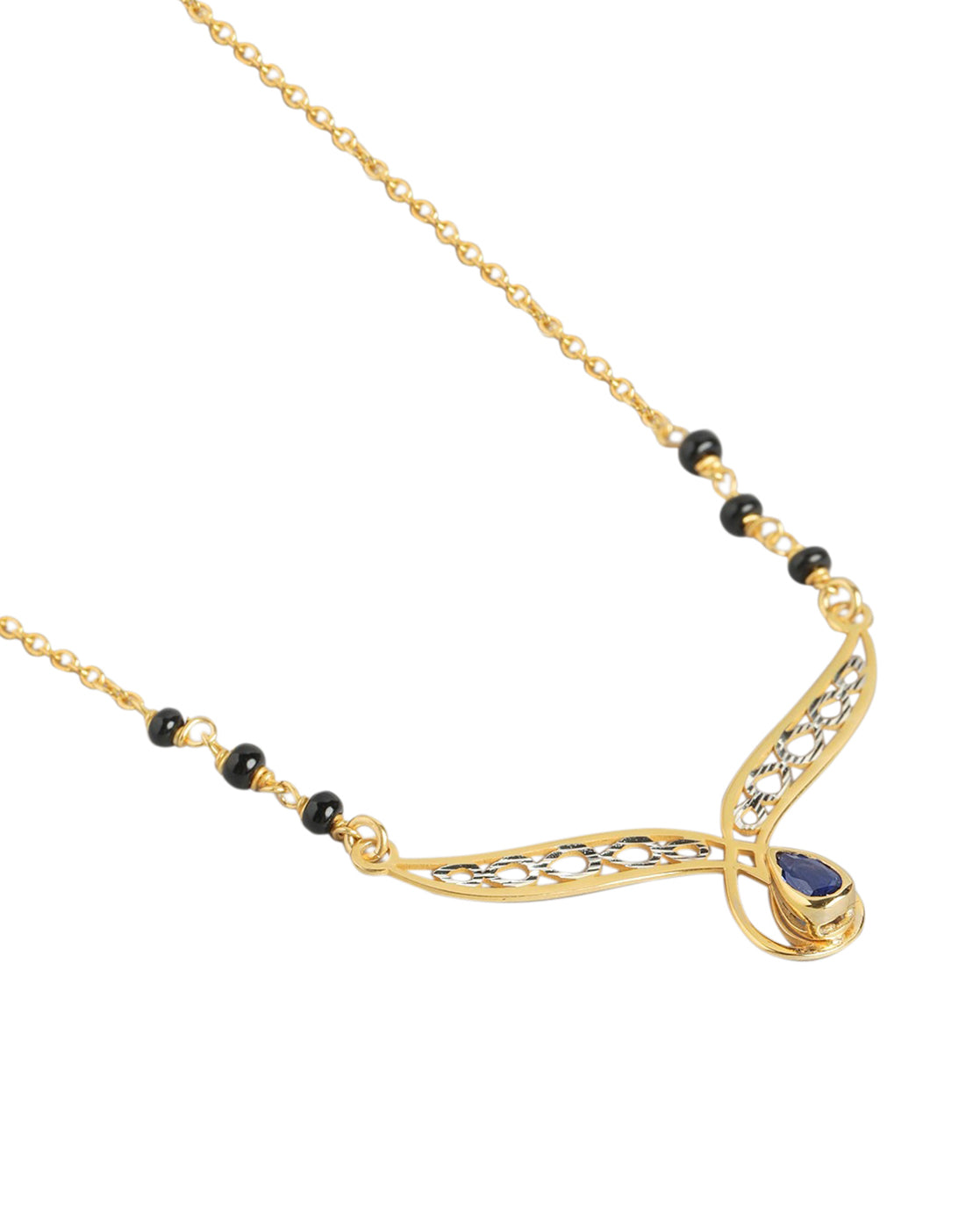 925 Sterling Silver 18kt Gold Plated with Glass Bead Mangalsutra