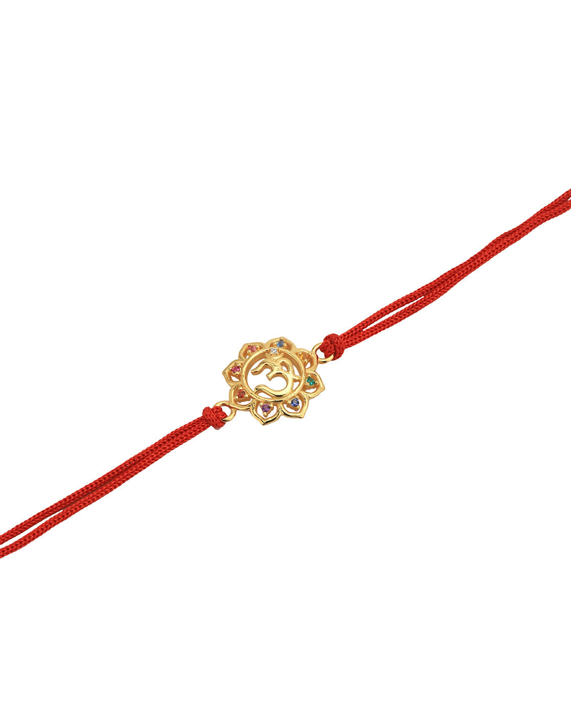 925 Sterling Silver 18kt Gold Plated with CZ Om Floral Rakhi for men
