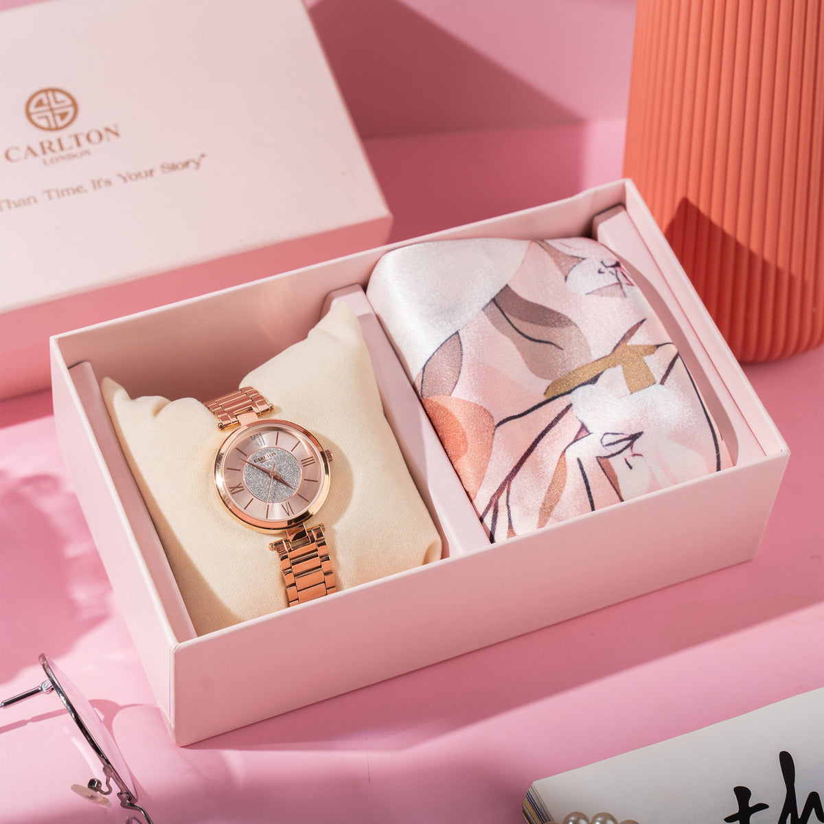 Carlton London Women Gift Set of 2 Watch + Scarf - CLPLG043