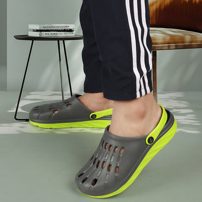 Men Two Tone Perforated Back Strap Clogs