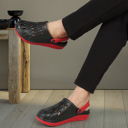 Men Two Tone Perforated Back Strap Clogs