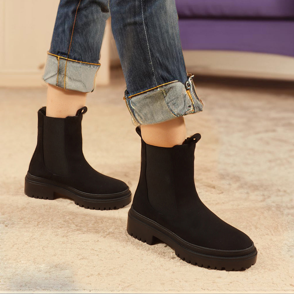 Women Block-Heeled Chelsea Slip-on Boots