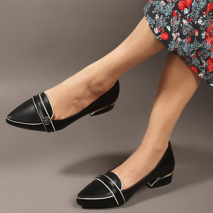 Women Solid Slip-On Block Heel Pump