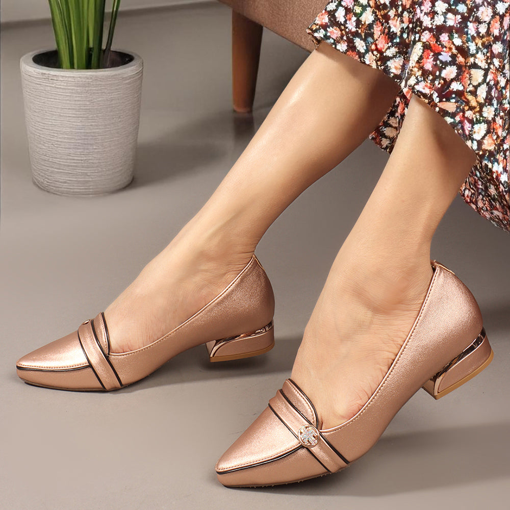 Women Solid Slip-On Block Heel Pump