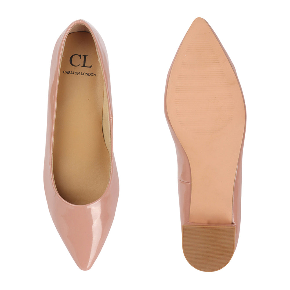 Metallic Gold Pointed Toe Block Heel Pumps