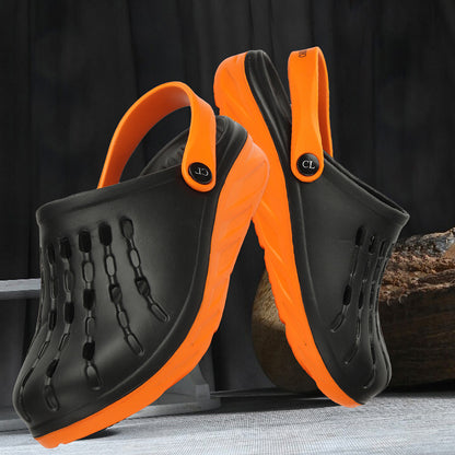 Men Two Tone Perforated Back Strap Clogs