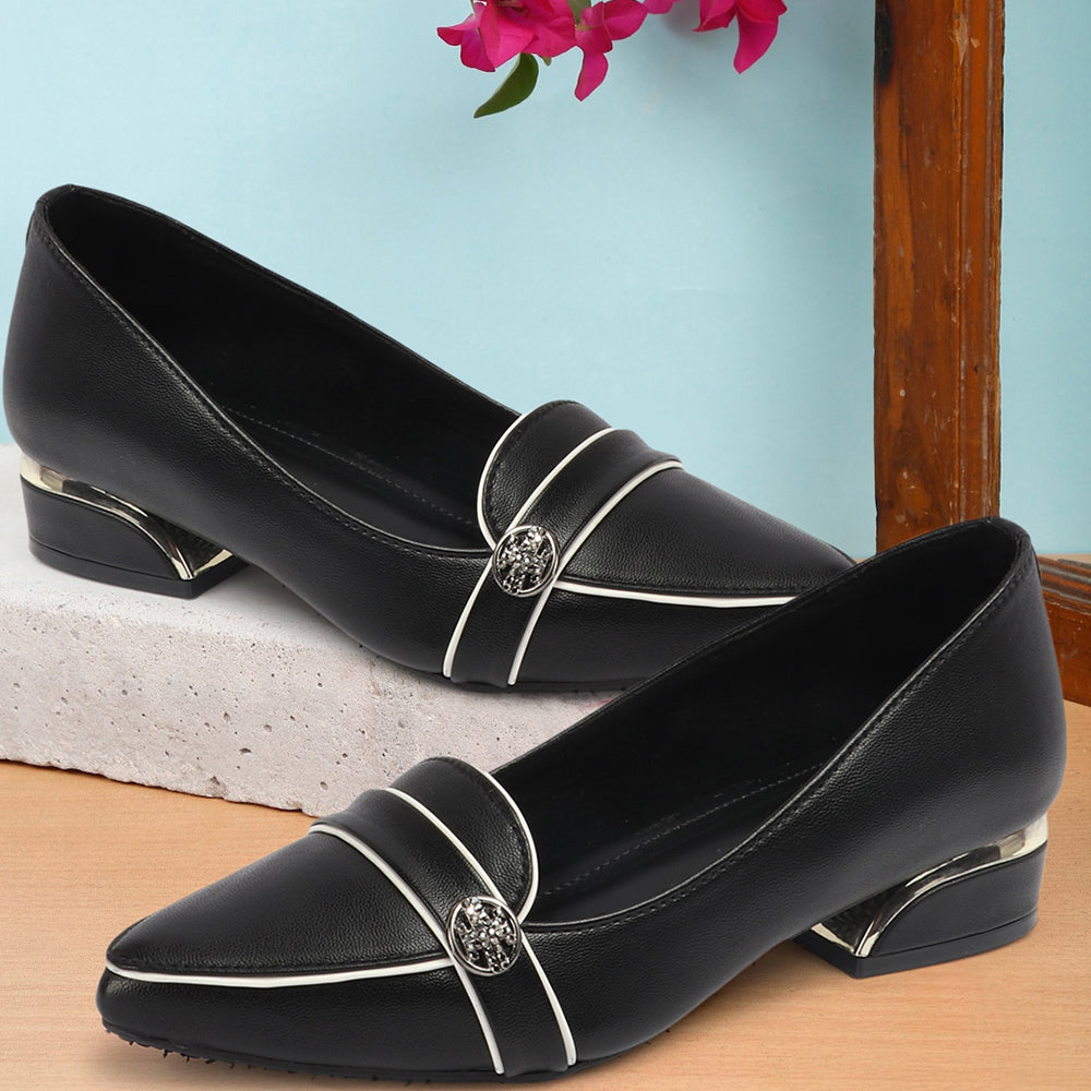 Women Solid Slip-On Block Heel Pump