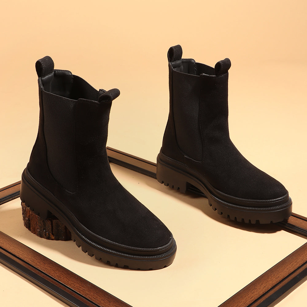 Women Block-Heeled Chelsea Slip-on Boots