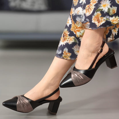 Women Embellished Party Block Sandals with Slingback Buckle