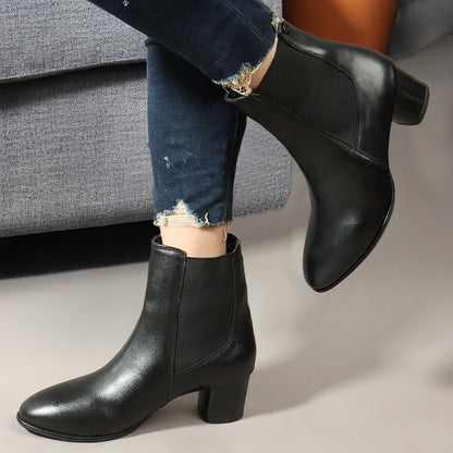 Women Casual Block-Heeled Chelsea Boots