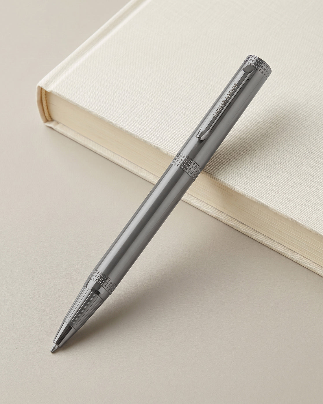 Metallic &amp; Silver Toned Luxury Ballpoint Roller Pen with Engraved Megnatic Cap and Metallic Finish Smooth Ink