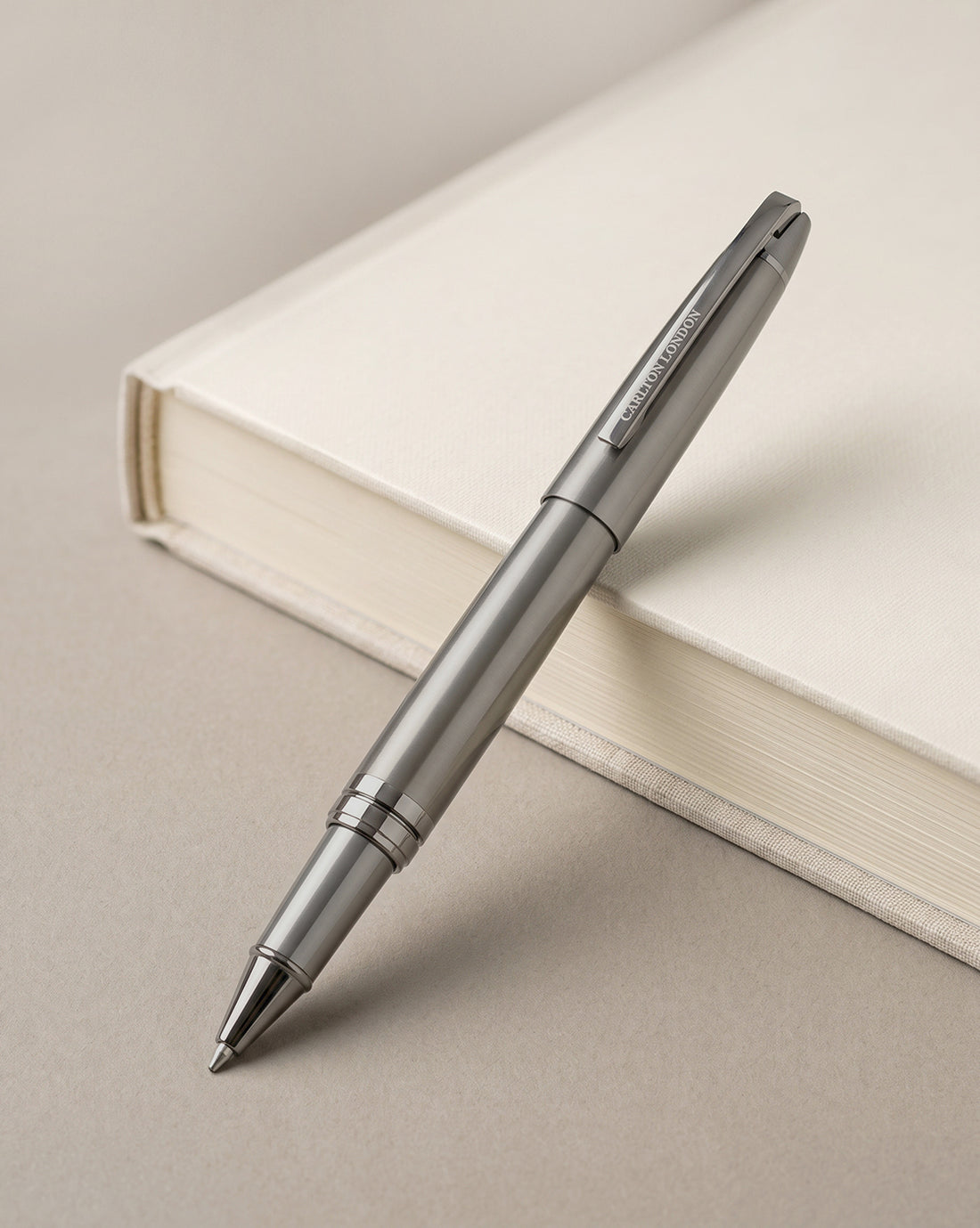 Grey & Silver Toned Premium Executive Writing Roller Pen with Cap and Smooth Ink