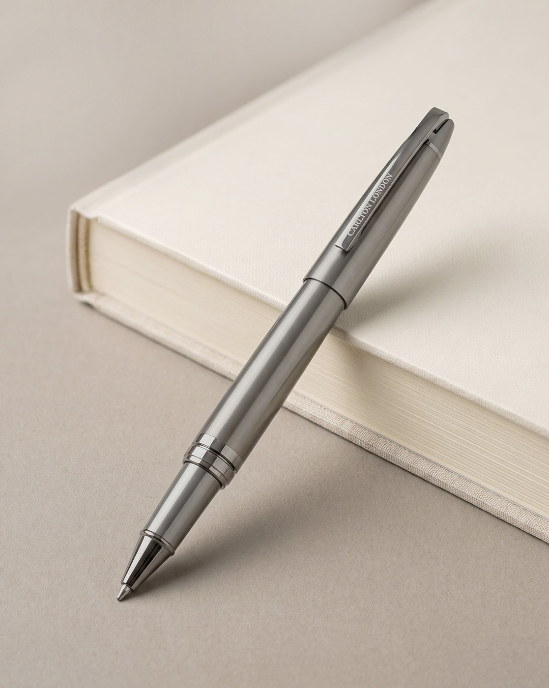 Grey &amp; Silver Toned Premium Executive Writing Roller Pen with Cap and Smooth Ink