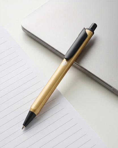 Gold &amp; Black Toned Premium Office Clicker Botton Writing Ball Pen with Fine Tip &amp; Clip